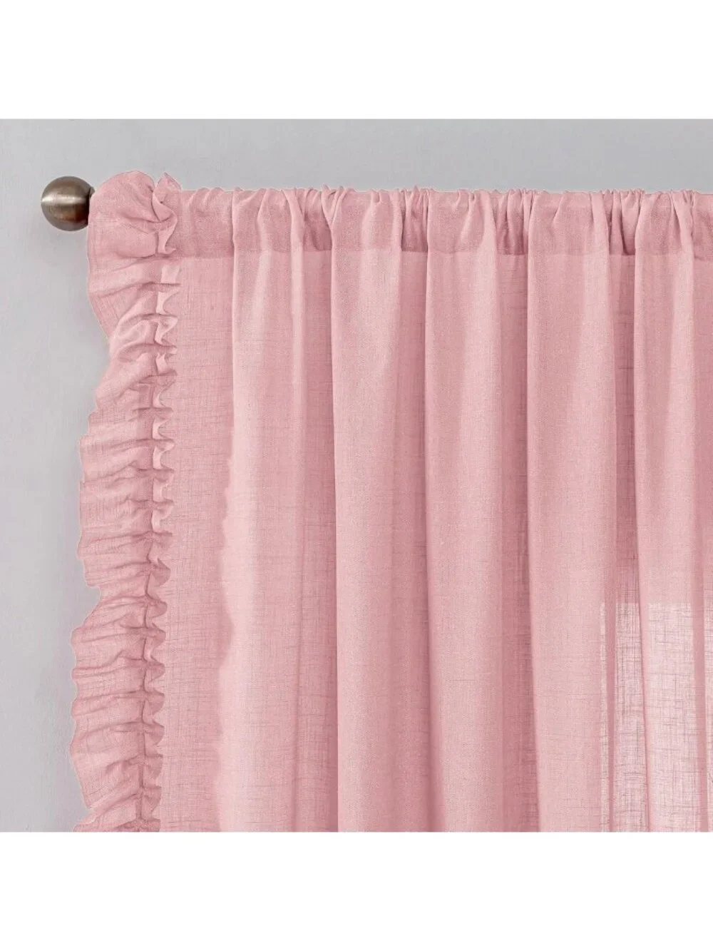 Blush Pink Ruffled Curtains, 47x84 Inch, 2 Panels, Rod Pocket, Farmhouse Decor